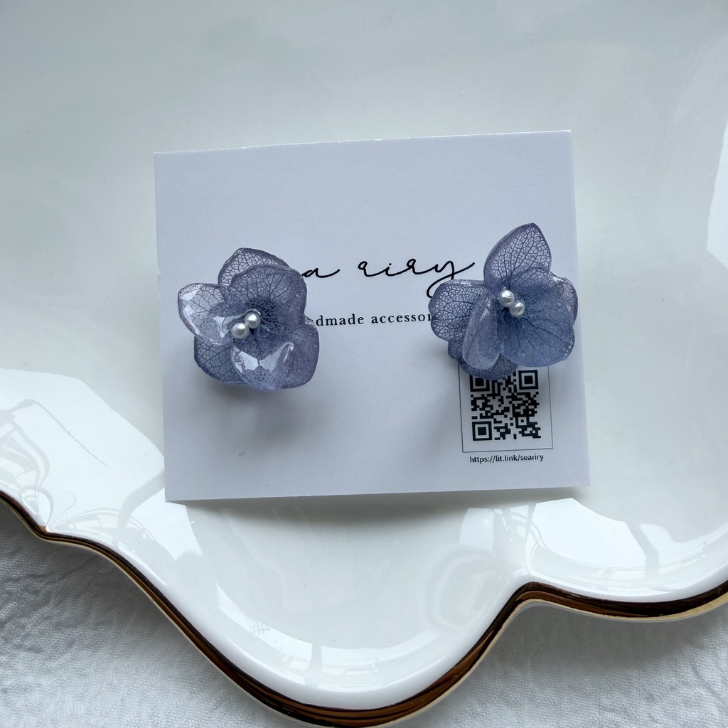 no.328 再販 ブルーグラデの紫陽花ピアス アジサイ 紫陽花 ブルー パープル ピアス ステンレス