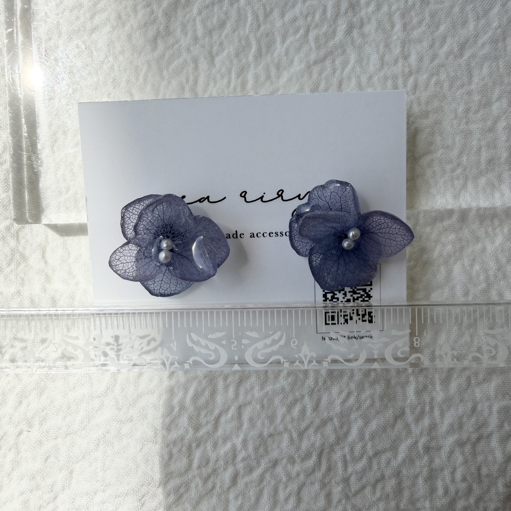 no.328 再販 ブルーグラデの紫陽花ピアス アジサイ 紫陽花 ブルー パープル ピアス ステンレス