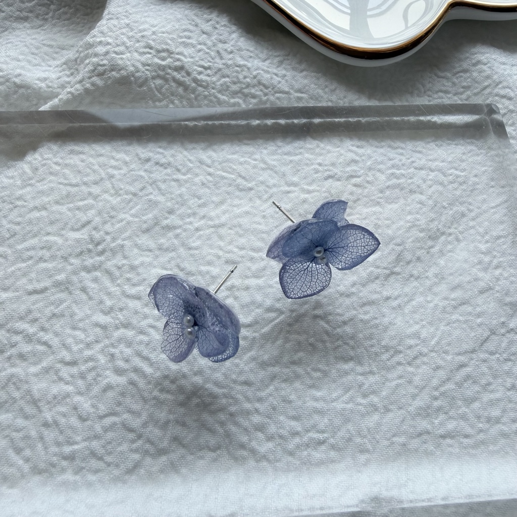 no.328 再販 ブルーグラデの紫陽花ピアス アジサイ 紫陽花 ブルー パープル ピアス ステンレス
