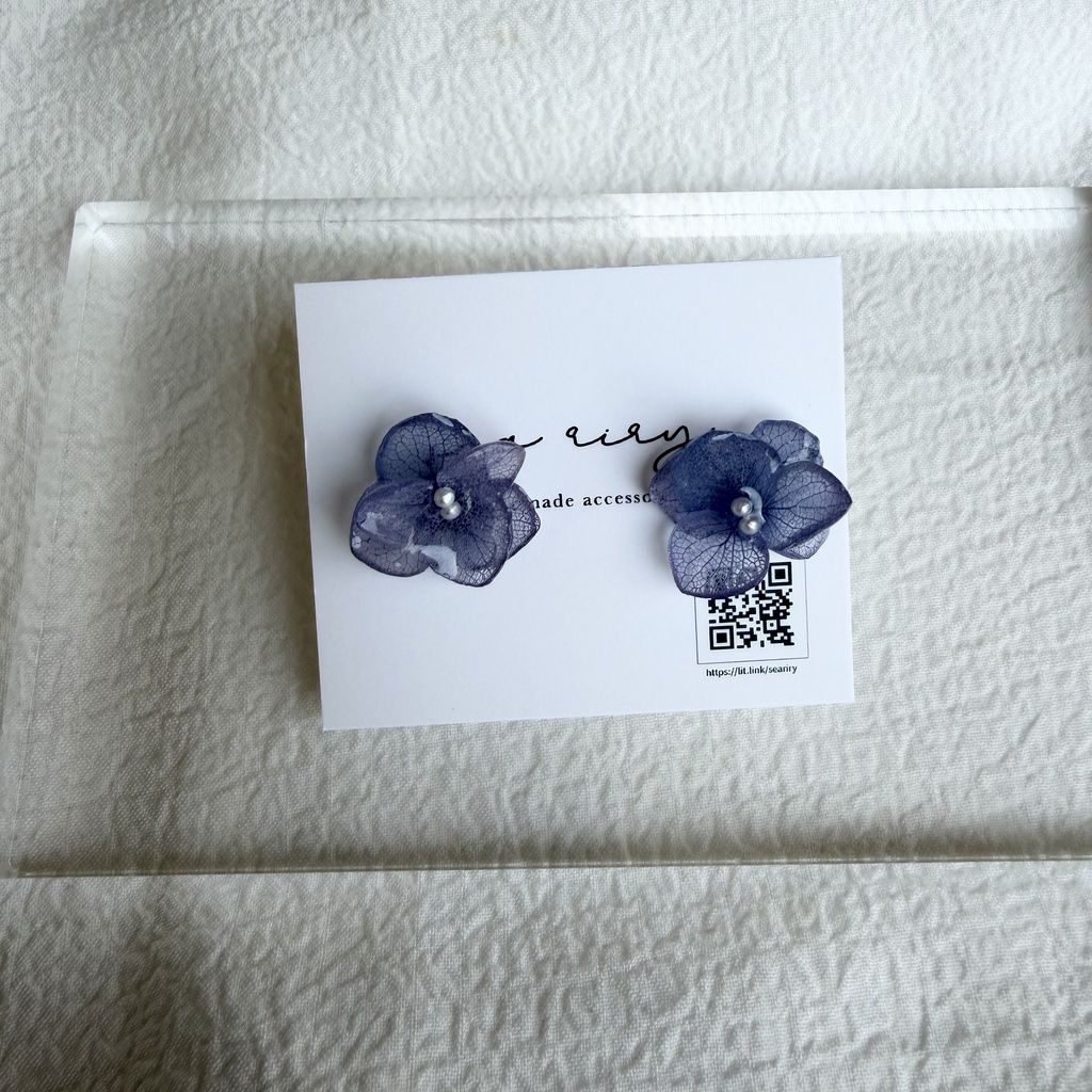 no.328 再販 ブルーグラデの紫陽花ピアス アジサイ 紫陽花 ブルー パープル ピアス ステンレス