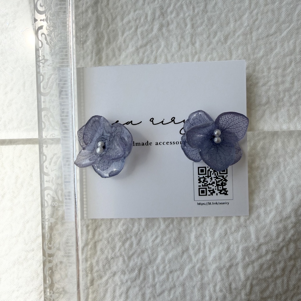 no.328 再販 ブルーグラデの紫陽花ピアス アジサイ 紫陽花 ブルー パープル ピアス ステンレス