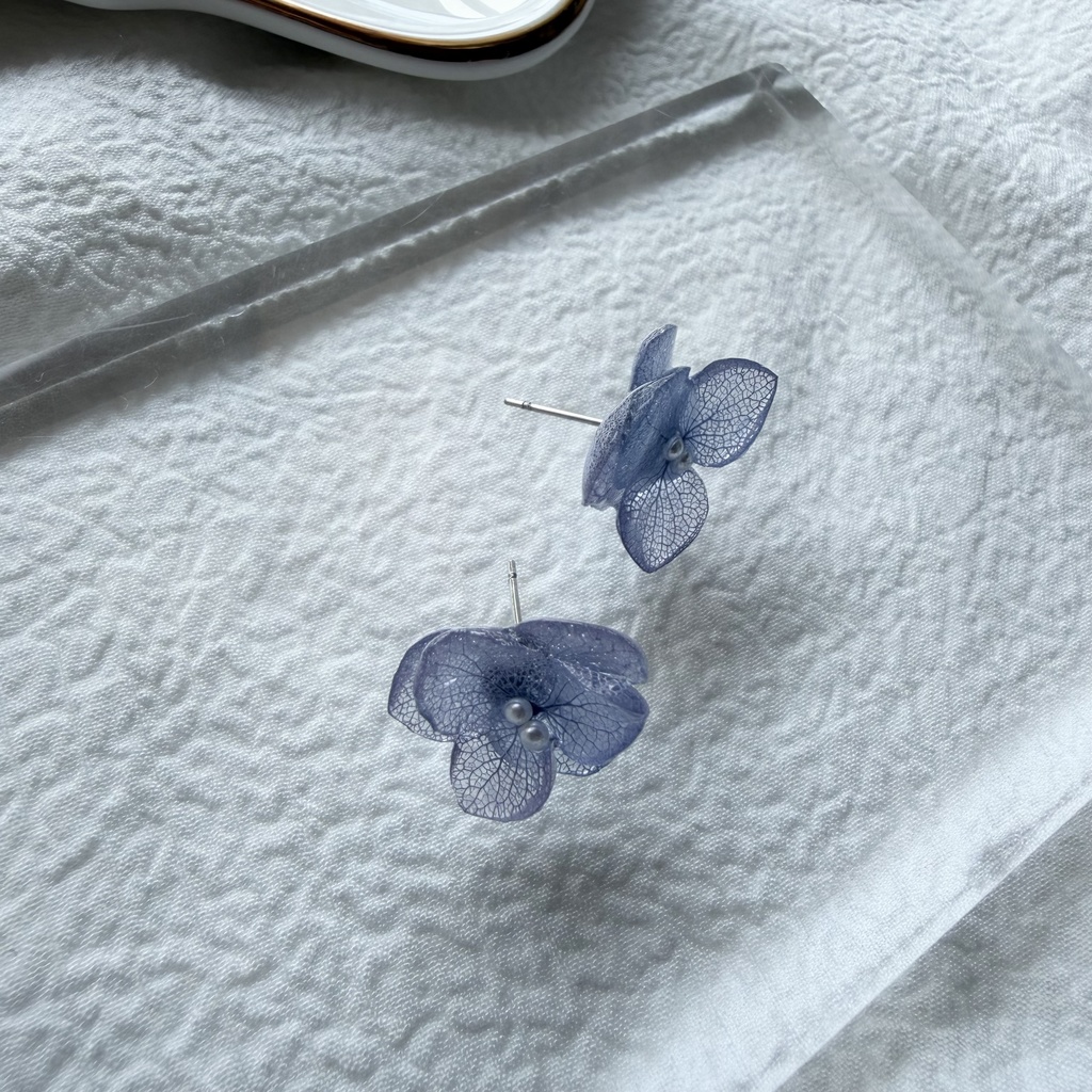no.328 再販 ブルーグラデの紫陽花ピアス アジサイ 紫陽花 ブルー パープル ピアス ステンレス
