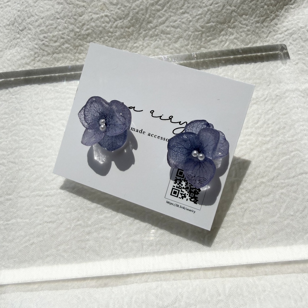 no.328 再販 ブルーグラデの紫陽花ピアス アジサイ 紫陽花 ブルー パープル ピアス ステンレス