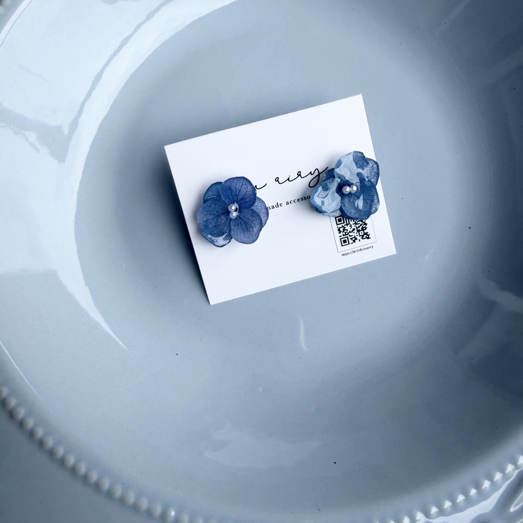 no.332 再販 ブルーグラデの紫陽花ピアス アジサイ 紫陽花 ブルー サージカルステンレス ピアス