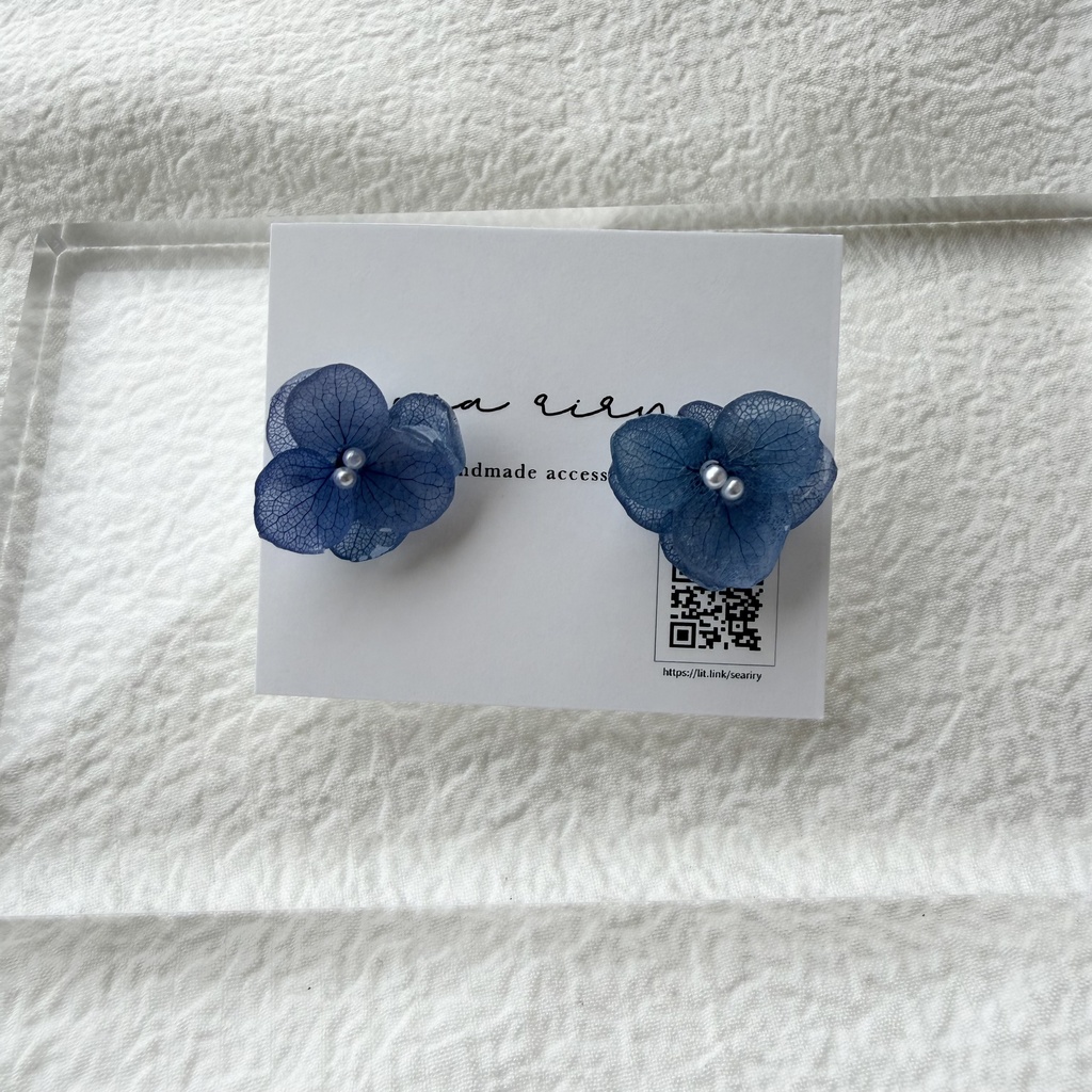 no.332 再販 ブルーグラデの紫陽花ピアス アジサイ 紫陽花 ブルー サージカルステンレス ピアス
