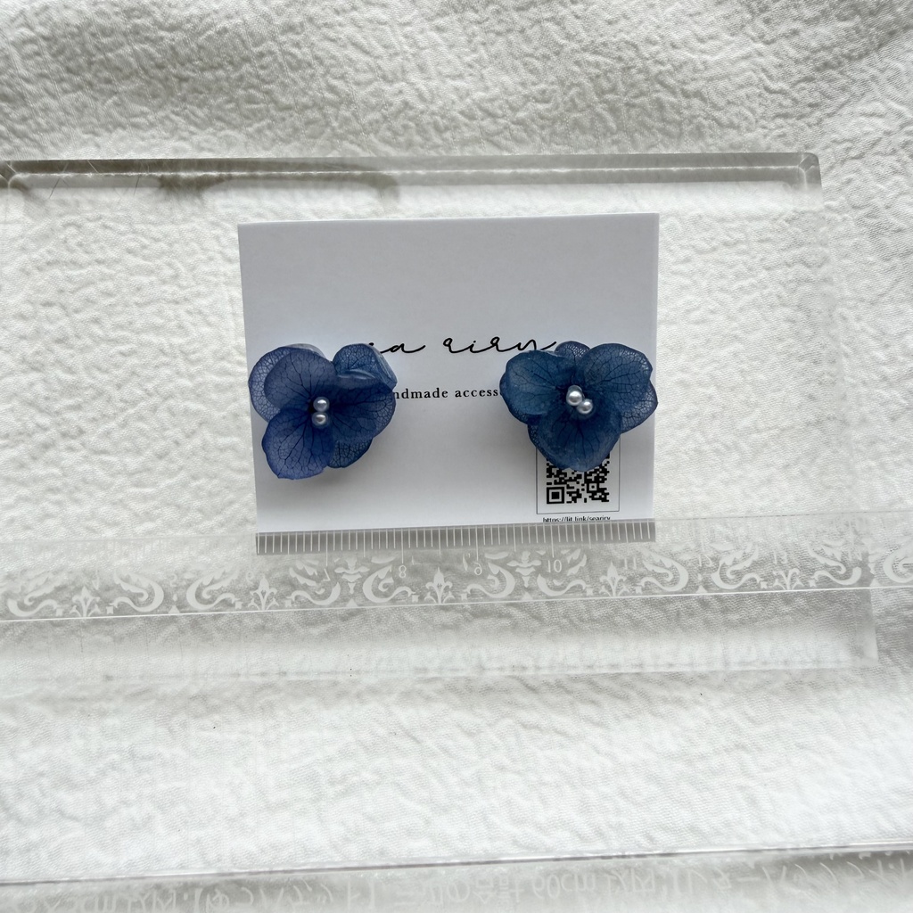 no.332 再販 ブルーグラデの紫陽花ピアス アジサイ 紫陽花 ブルー サージカルステンレス ピアス