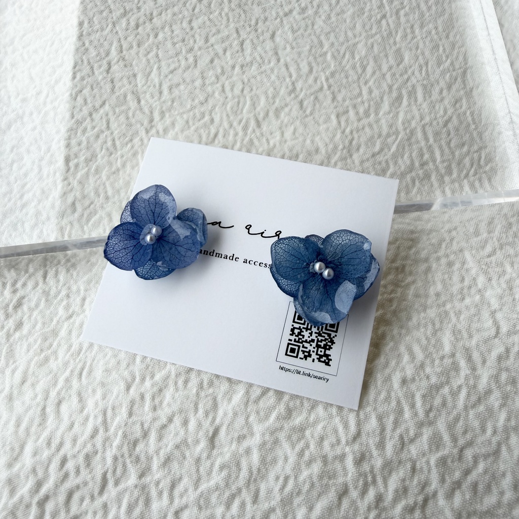 no.332 再販 ブルーグラデの紫陽花ピアス アジサイ 紫陽花 ブルー サージカルステンレス ピアス