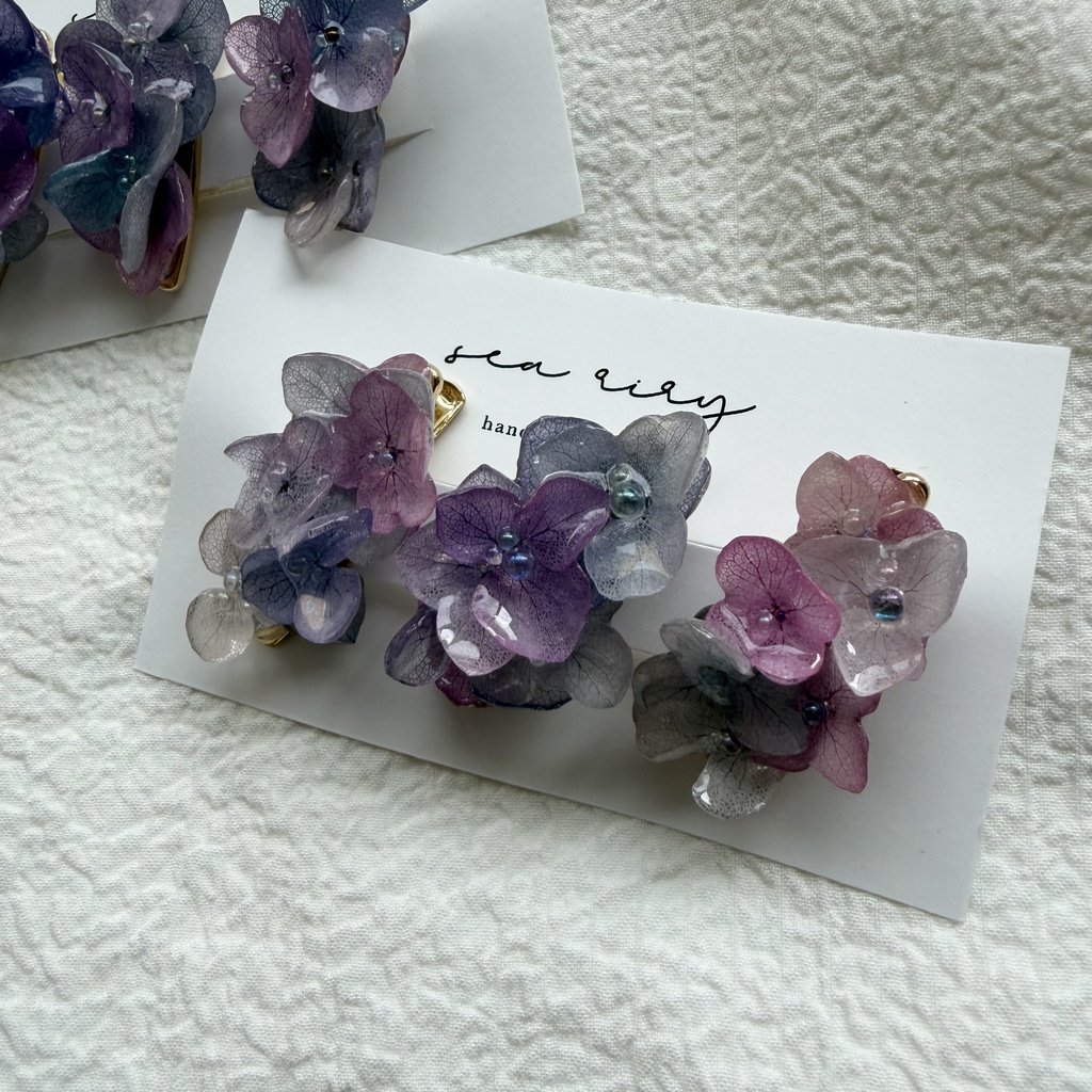no.340 限定セット マーメイドカラーの紫陽花ミニヘアクリップ 紫陽花 ヘアクリップ ヘアアクセサリー 髪飾り アジサイ