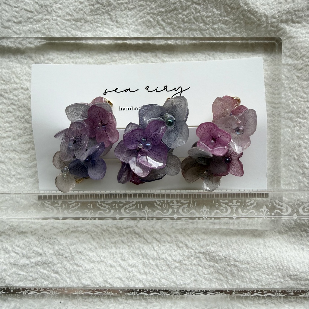 no.340 限定セット マーメイドカラーの紫陽花ミニヘアクリップ 紫陽花 ヘアクリップ ヘアアクセサリー 髪飾り アジサイ