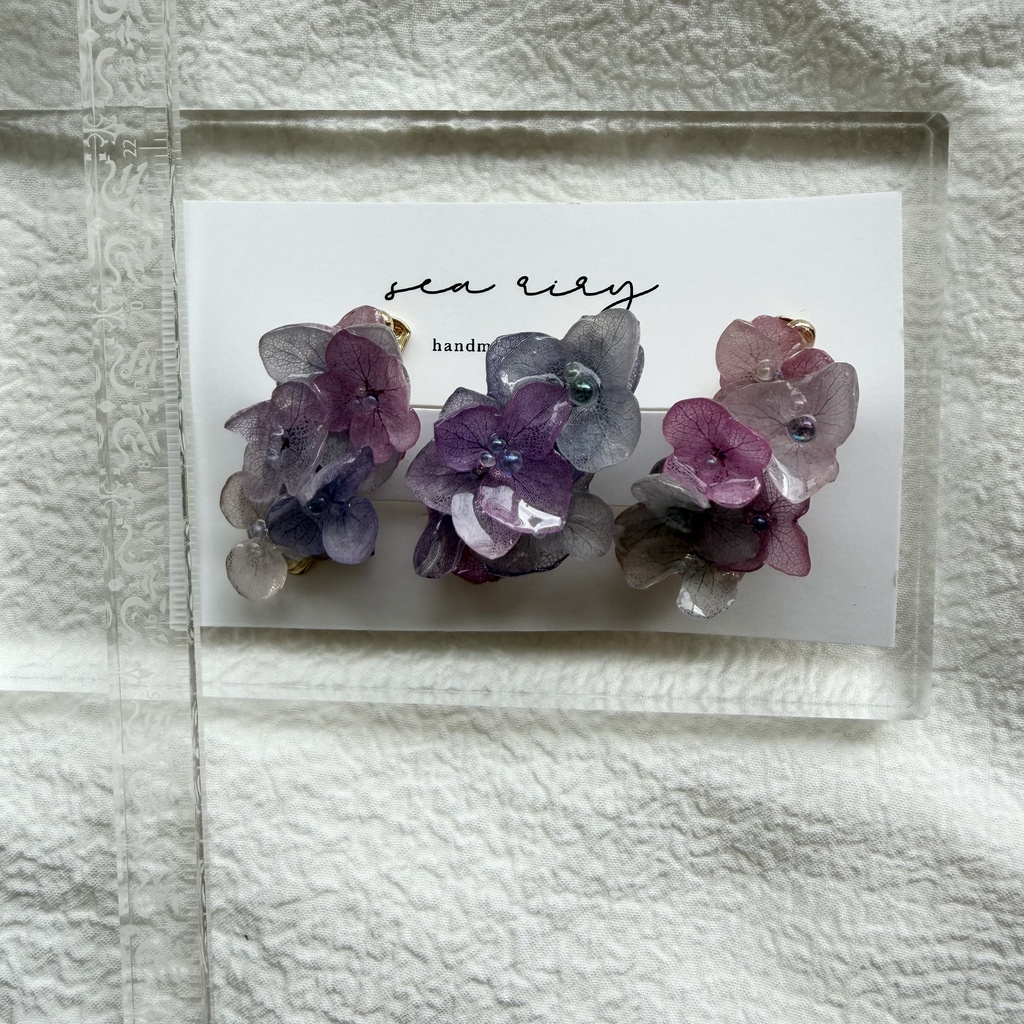 no.340 限定セット マーメイドカラーの紫陽花ミニヘアクリップ 紫陽花 ヘアクリップ ヘアアクセサリー 髪飾り アジサイ