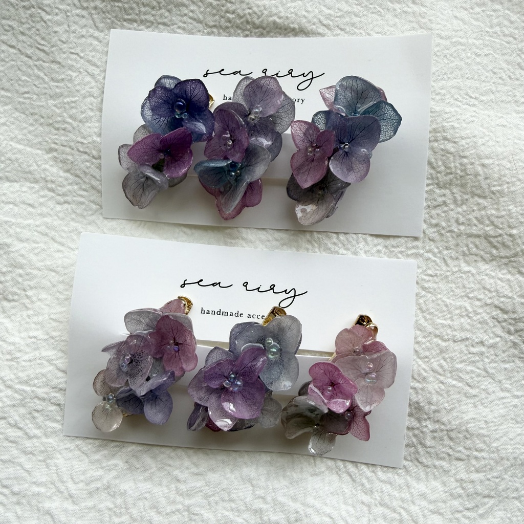 no.341 限定セット マーメイドカラーの紫陽花ミニヘアクリップ 紫陽花 ヘアクリップ ヘアアクセサリー 髪飾り アジサイ
