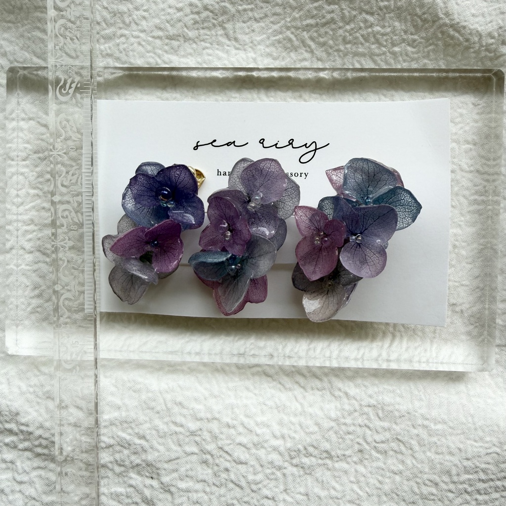 no.341 限定セット マーメイドカラーの紫陽花ミニヘアクリップ 紫陽花 ヘアクリップ ヘアアクセサリー 髪飾り アジサイ