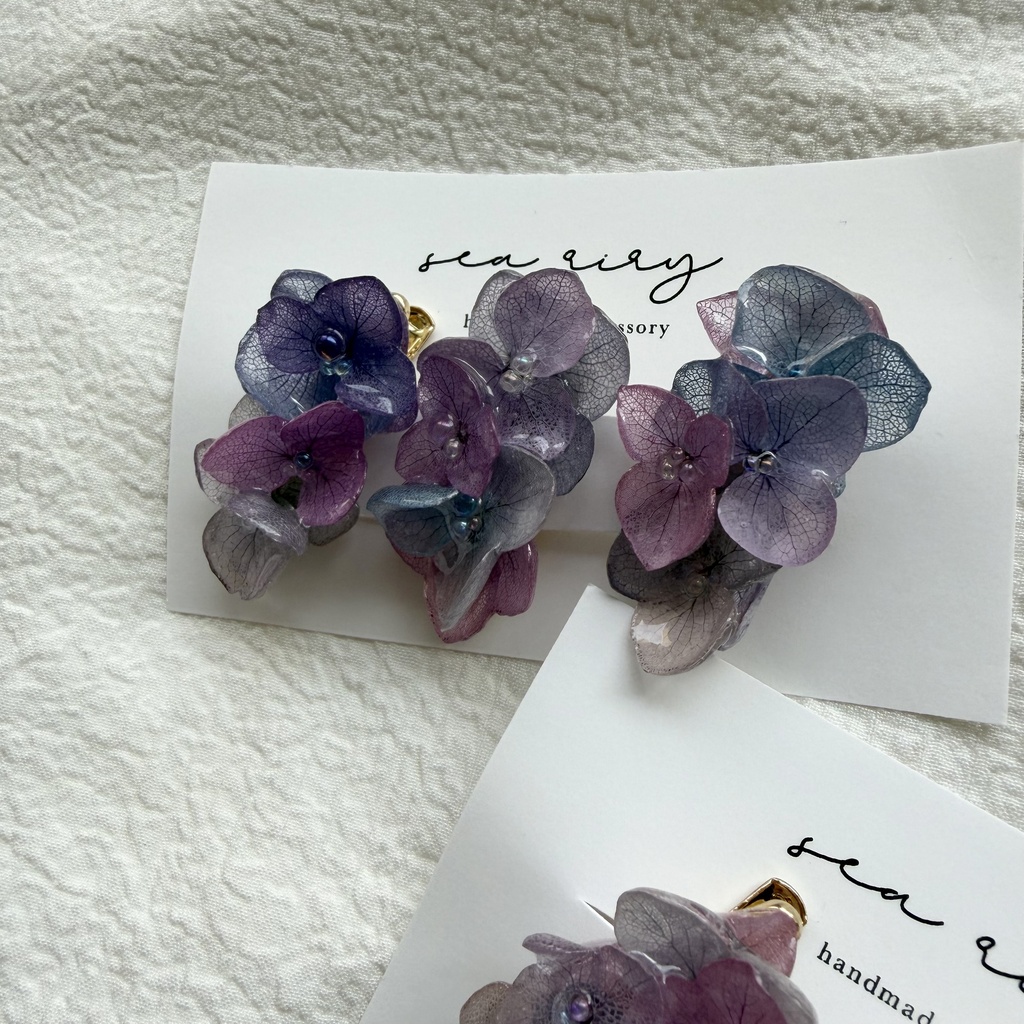 no.341 限定セット マーメイドカラーの紫陽花ミニヘアクリップ 紫陽花 ヘアクリップ ヘアアクセサリー 髪飾り アジサイ