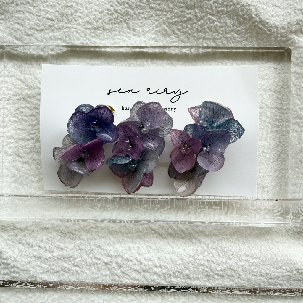 no.341 限定セット マーメイドカラーの紫陽花ミニヘアクリップ 紫陽花 ヘアクリップ ヘアアクセサリー 髪飾り アジサイ