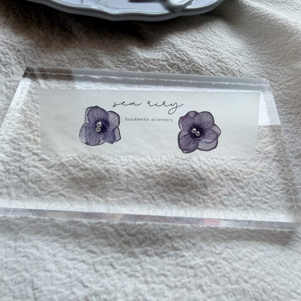 no.342 再販 パープルグラデの紫陽花ピアス 本物のお花 紫陽花 パープルグラデ フラワー ステンレス ピアス