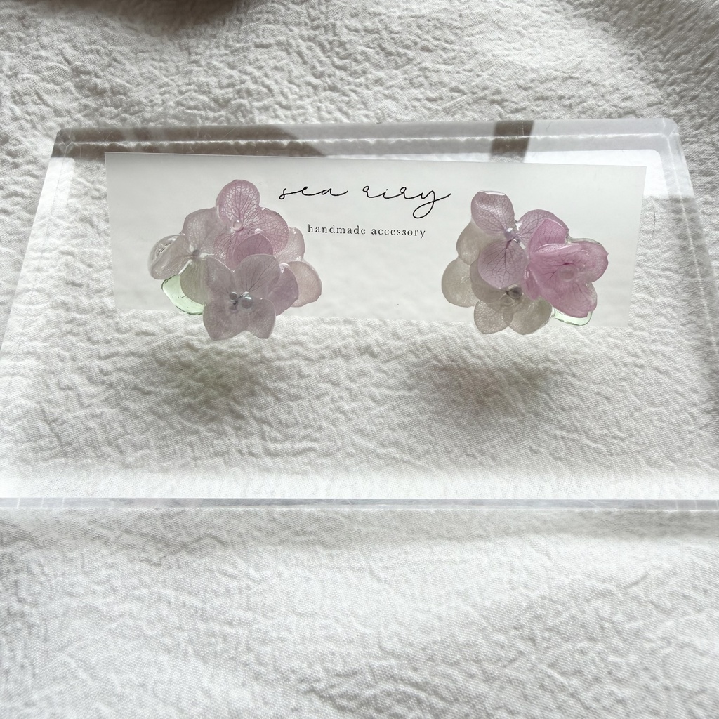 no.343 パステルライラックmixの紫陽花ピアス 本物のお花 アジサイ 紫陽花 サージカルステンレス ピアス