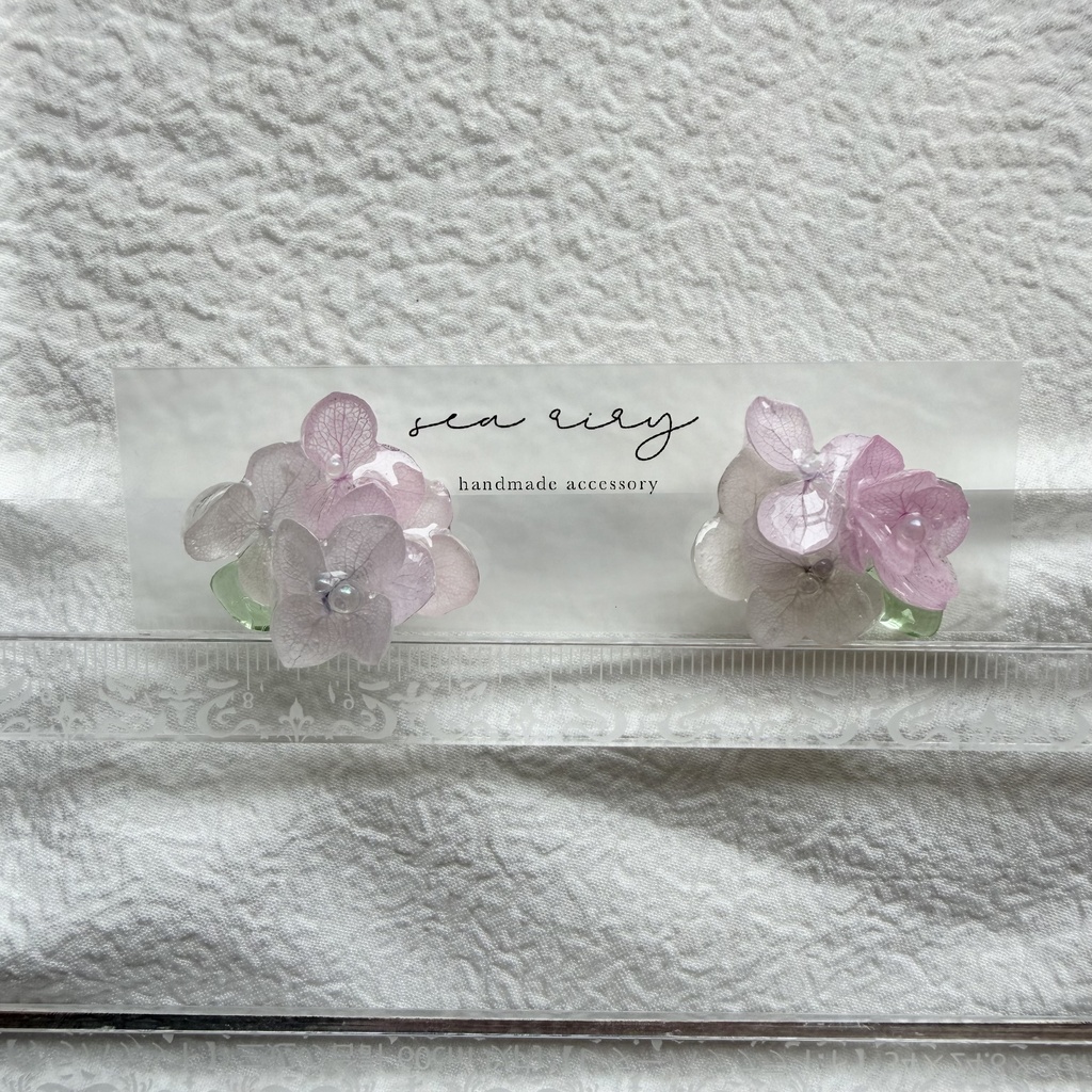 no.343 パステルライラックmixの紫陽花ピアス 本物のお花 アジサイ 紫陽花 サージカルステンレス ピアス