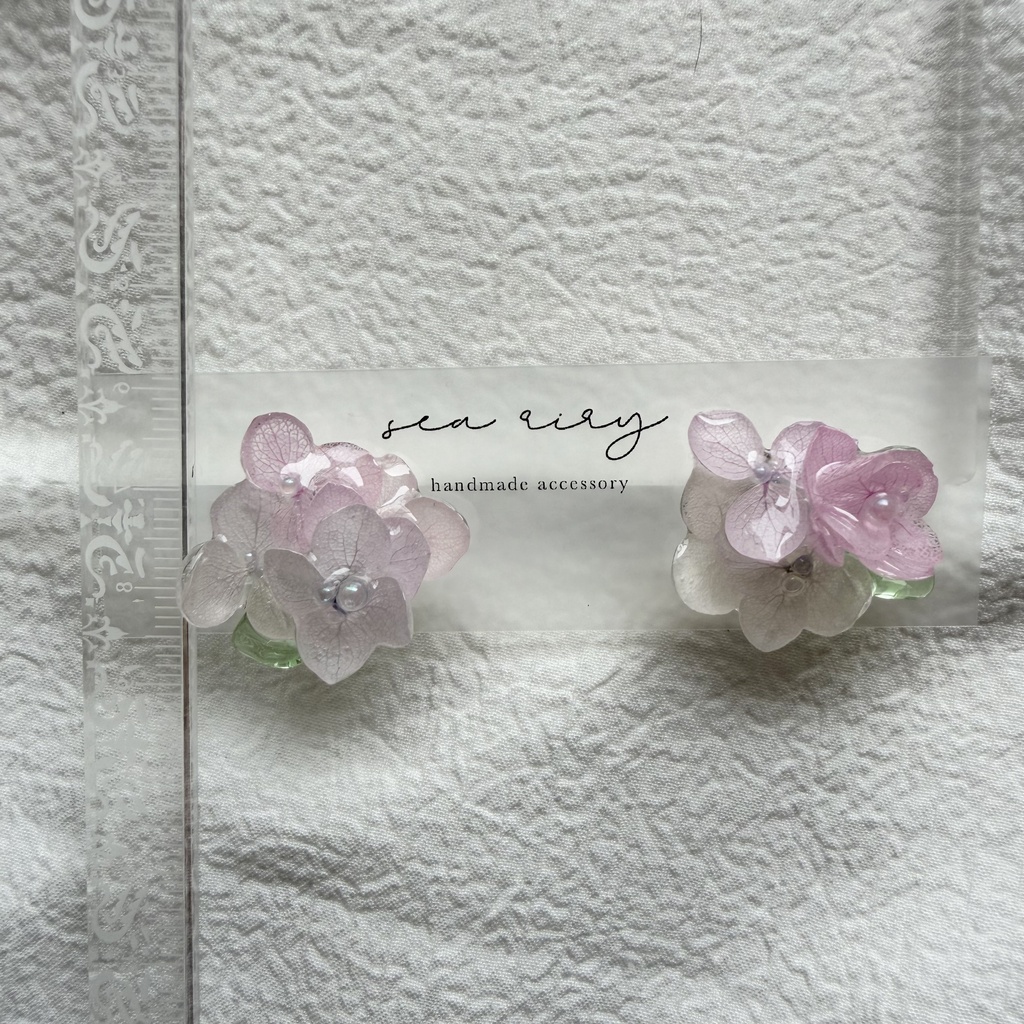 no.343 パステルライラックmixの紫陽花ピアス 本物のお花 アジサイ 紫陽花 サージカルステンレス ピアス