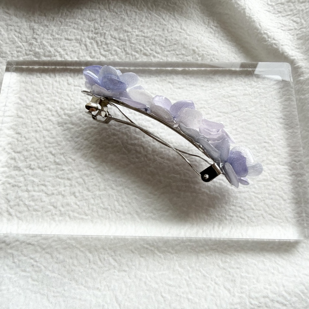 no.345 パステルライラックmixの紫陽花バレッタ 本物のお花 髪飾り 浴衣 着物 ステンレス304 ヘア