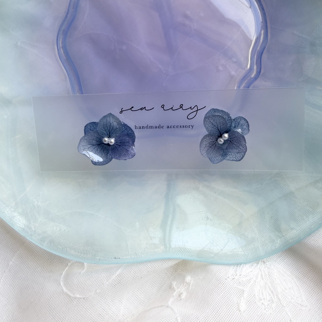 no.347 再販 ブルーグラデの紫陽花ピアス アジサイ 紫陽花 ブルー サージカルステンレス ピアス