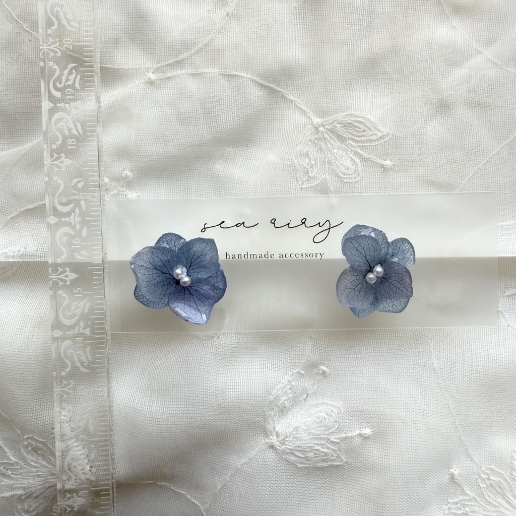 no.347 再販 ブルーグラデの紫陽花ピアス アジサイ 紫陽花 ブルー サージカルステンレス ピアス
