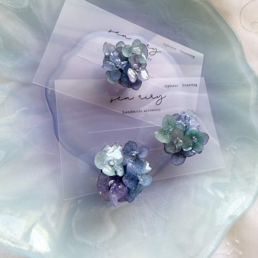 no.348 ブルーmixの紫陽花の帯留め 本物のお花 紫陽花 帯留め 帯飾り 和装小物 着物 ハンドメイド