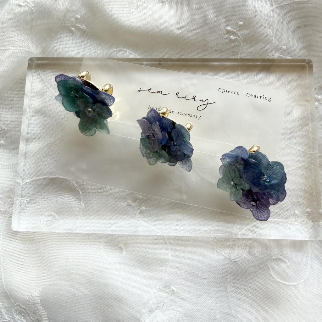 no.348 ブルーmixの紫陽花の帯留め 本物のお花 紫陽花 帯留め 帯飾り 和装小物 着物 ハンドメイド