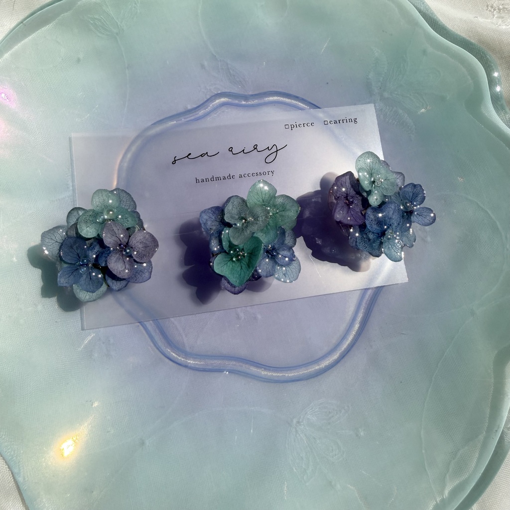 no.348 ブルーmixの紫陽花の帯留め 本物のお花 紫陽花 帯留め 帯飾り 和装小物 着物 ハンドメイド