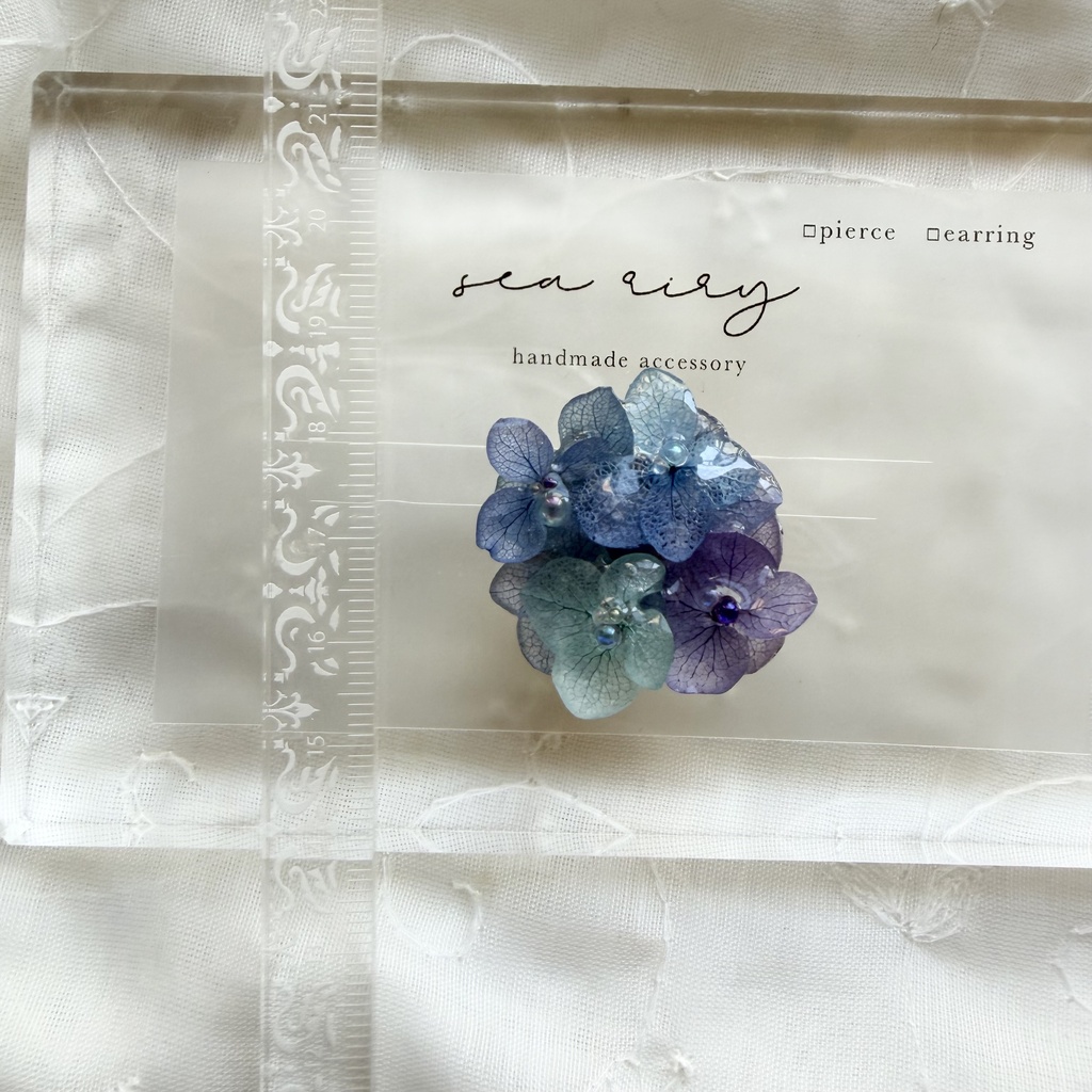 no.348 ブルーmixの紫陽花の帯留め 本物のお花 紫陽花 帯留め 帯飾り 和装小物 着物 ハンドメイド