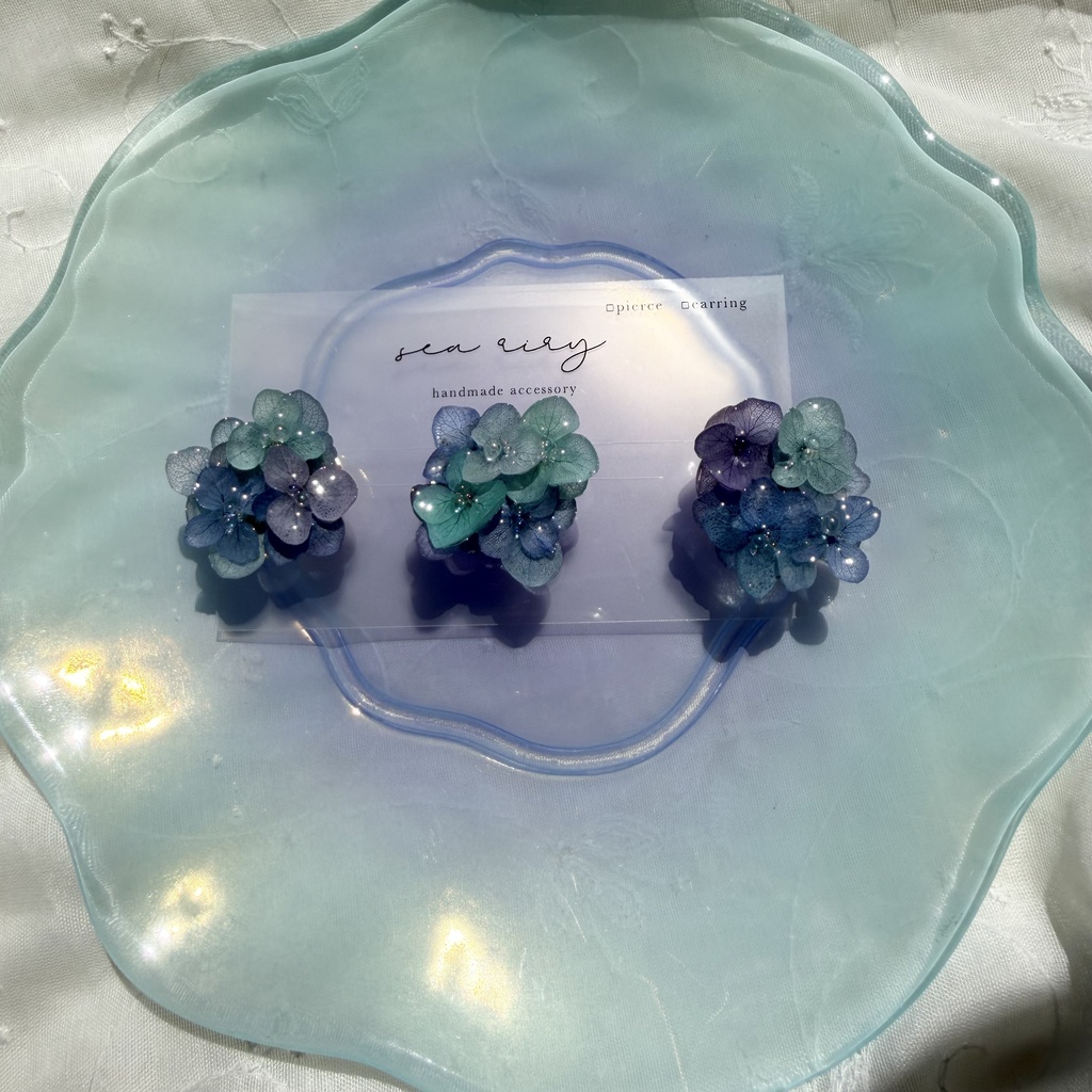 no.348 ブルーmixの紫陽花の帯留め 本物のお花 紫陽花 帯留め 帯飾り 和装小物 着物 ハンドメイド