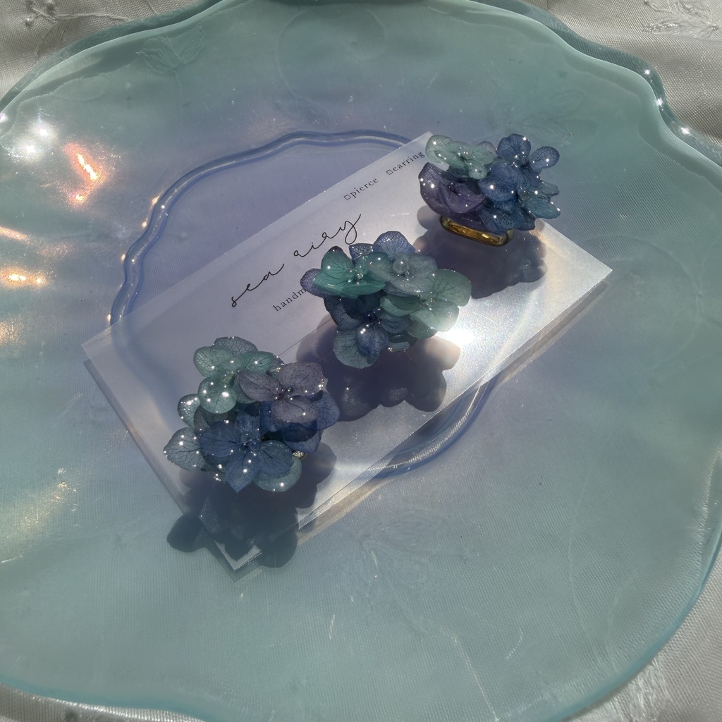 no.348 ブルーmixの紫陽花の帯留め 本物のお花 紫陽花 帯留め 帯飾り 和装小物 着物 ハンドメイド