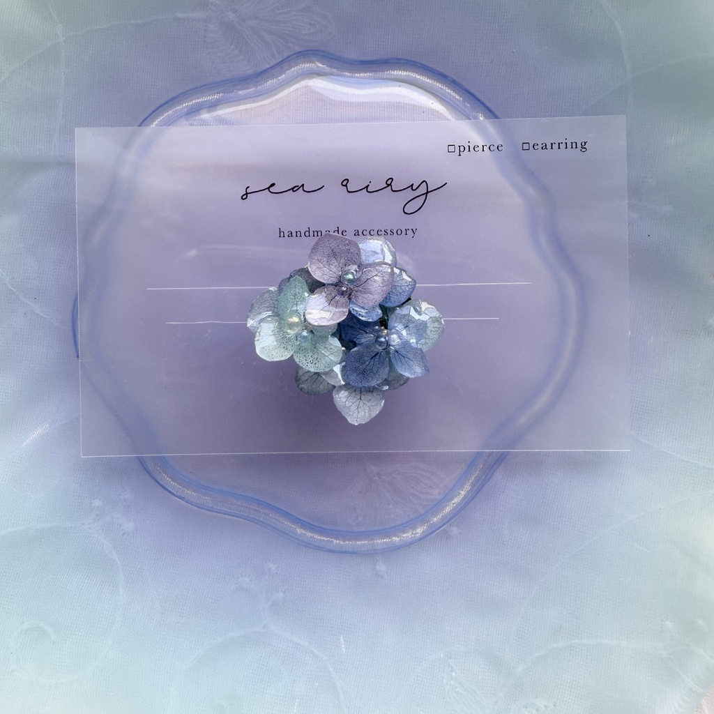 no.348  ブルーmixの紫陽花の帯留め  本物のお花  紫陽花   帯留め  帯飾り  和装小物  着物  ハンドメイド