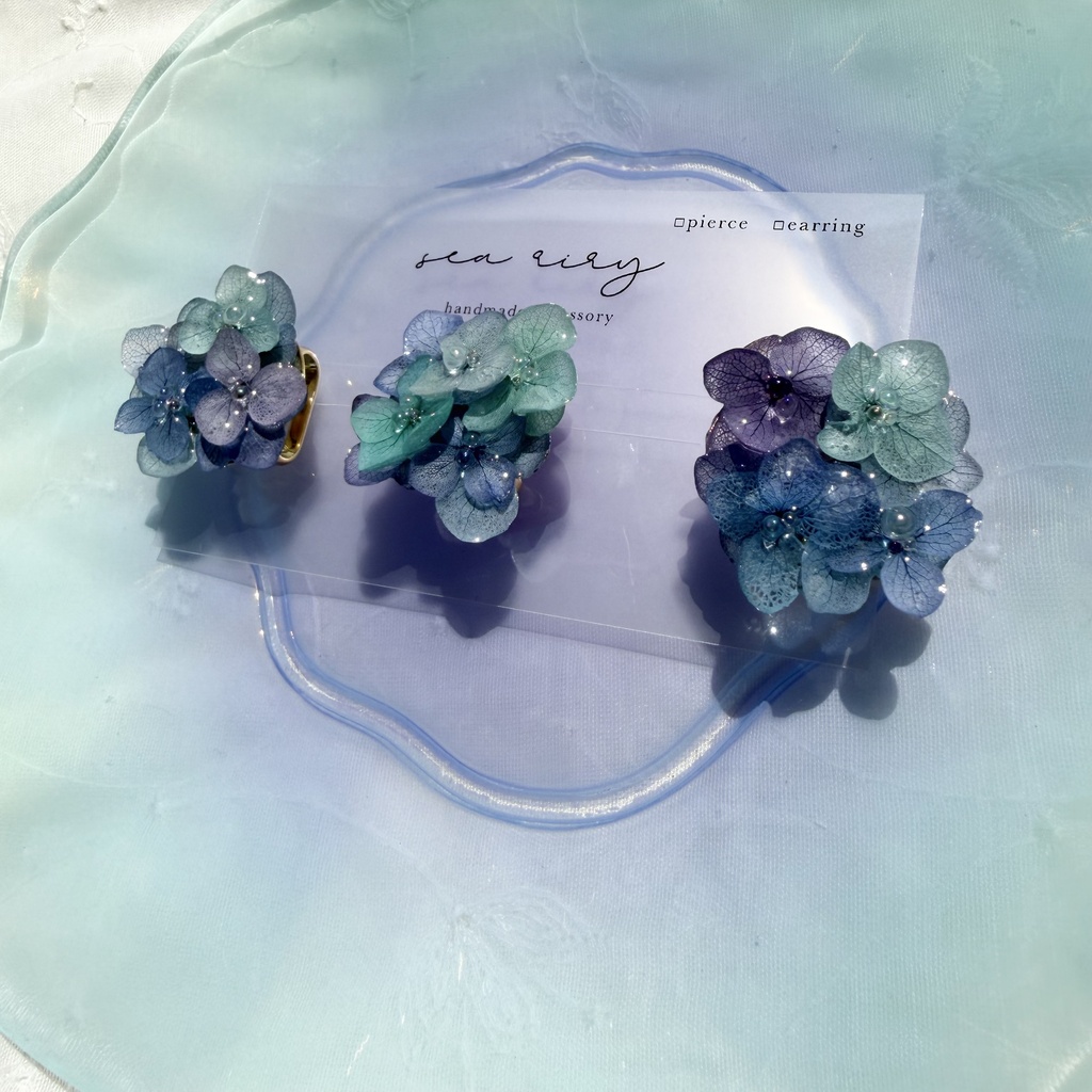 no.348 ブルーmixの紫陽花の帯留め 本物のお花 紫陽花 帯留め 帯飾り 和装小物 着物 ハンドメイド