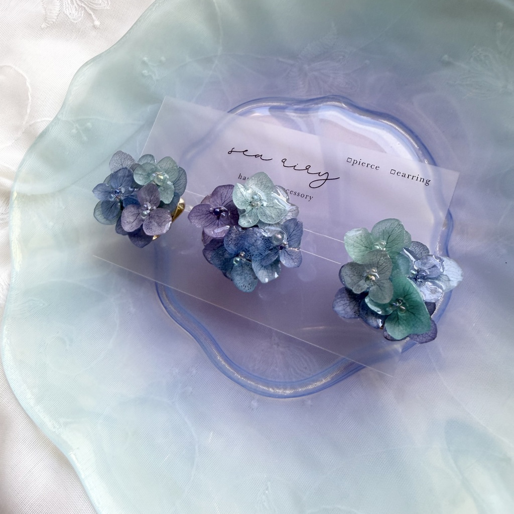 no.349 ブルーmixの紫陽花の帯留め 本物のお花 紫陽花 帯留め 帯飾り 和装小物 着物 ハンドメイド