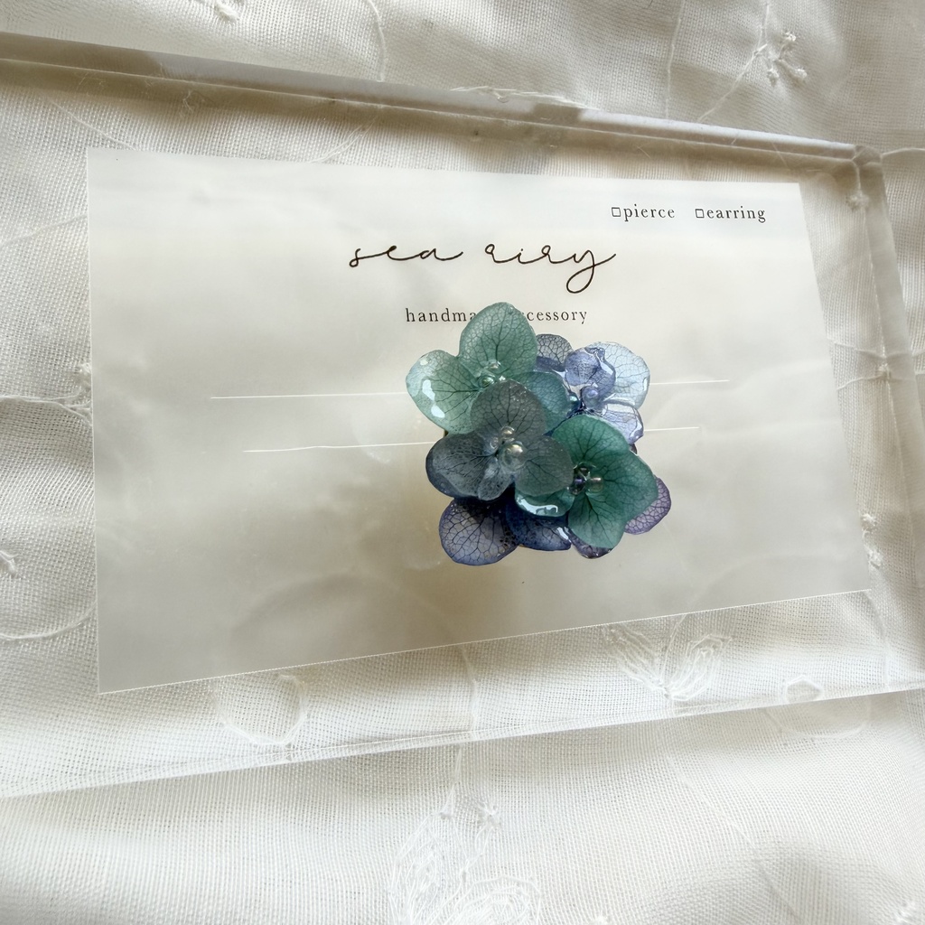no.349 ブルーmixの紫陽花の帯留め 本物のお花 紫陽花 帯留め 帯飾り 和装小物 着物 ハンドメイド