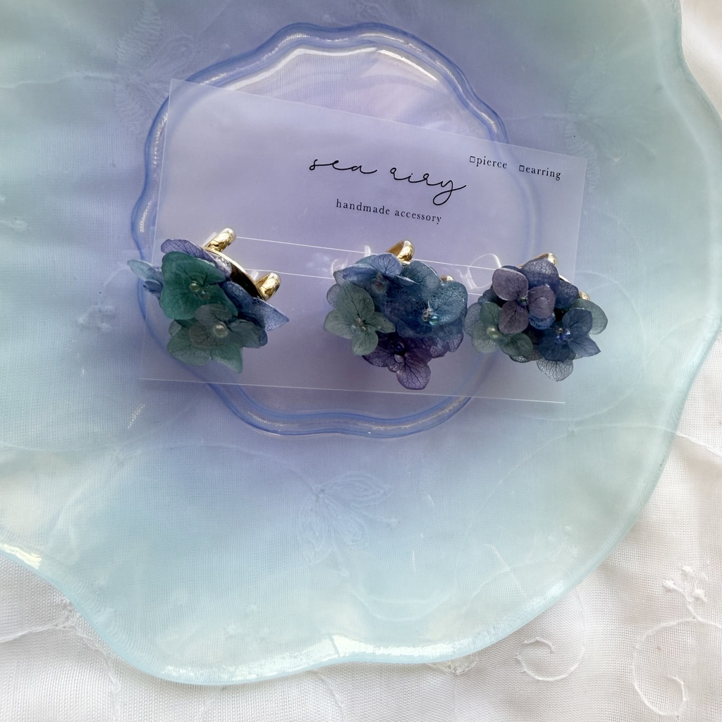 no.350 ブルーmixの紫陽花の帯留め 本物のお花 紫陽花 帯留め 帯飾り 和装小物 着物 ハンドメイド
