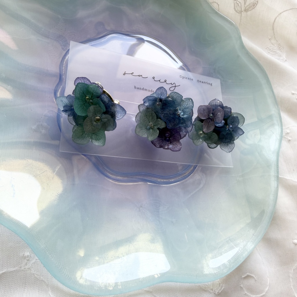 no.350 ブルーmixの紫陽花の帯留め 本物のお花 紫陽花 帯留め 帯飾り 和装小物 着物 ハンドメイド