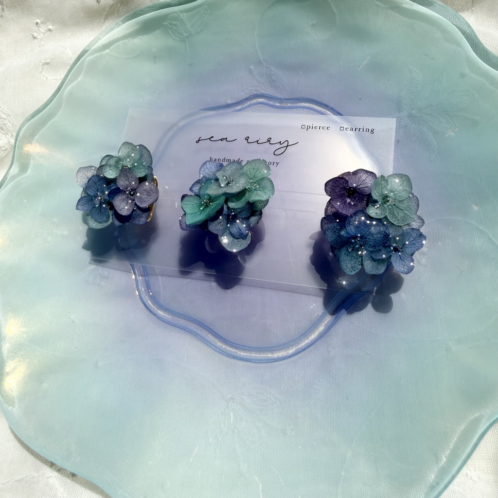 no.350 ブルーmixの紫陽花の帯留め 本物のお花 紫陽花 帯留め 帯飾り 和装小物 着物 ハンドメイド