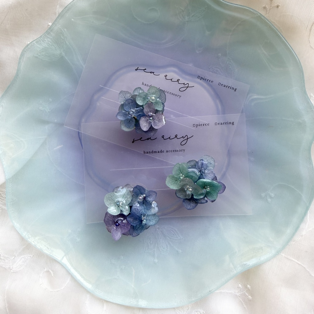 no.350 ブルーmixの紫陽花の帯留め 本物のお花 紫陽花 帯留め 帯飾り 和装小物 着物 ハンドメイド