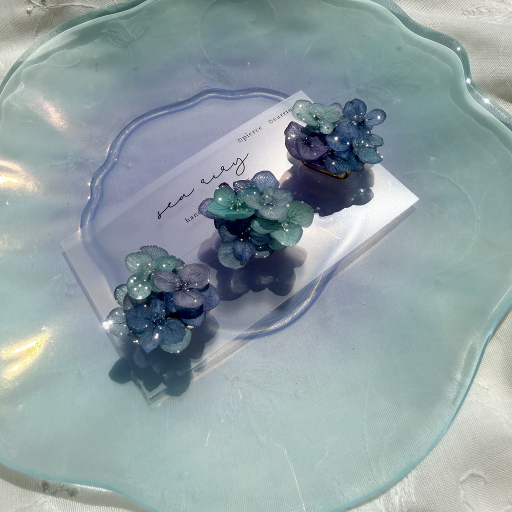 no.350 ブルーmixの紫陽花の帯留め 本物のお花 紫陽花 帯留め 帯飾り 和装小物 着物 ハンドメイド