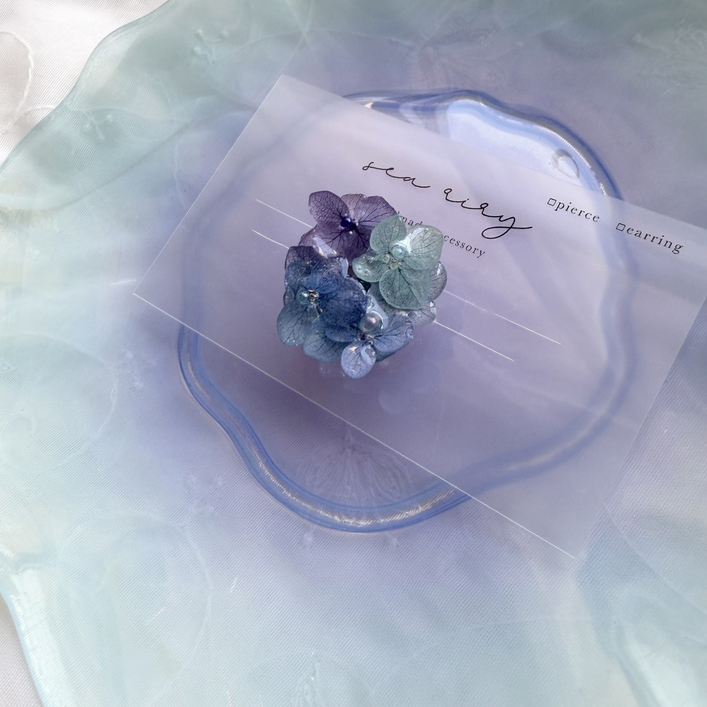 no.350  ブルーmixの紫陽花の帯留め  本物のお花  紫陽花   帯留め  帯飾り  和装小物  着物  ハンドメイド