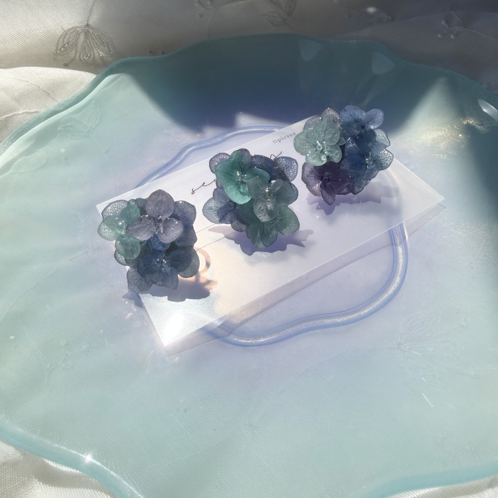 no.350 ブルーmixの紫陽花の帯留め 本物のお花 紫陽花 帯留め 帯飾り 和装小物 着物 ハンドメイド