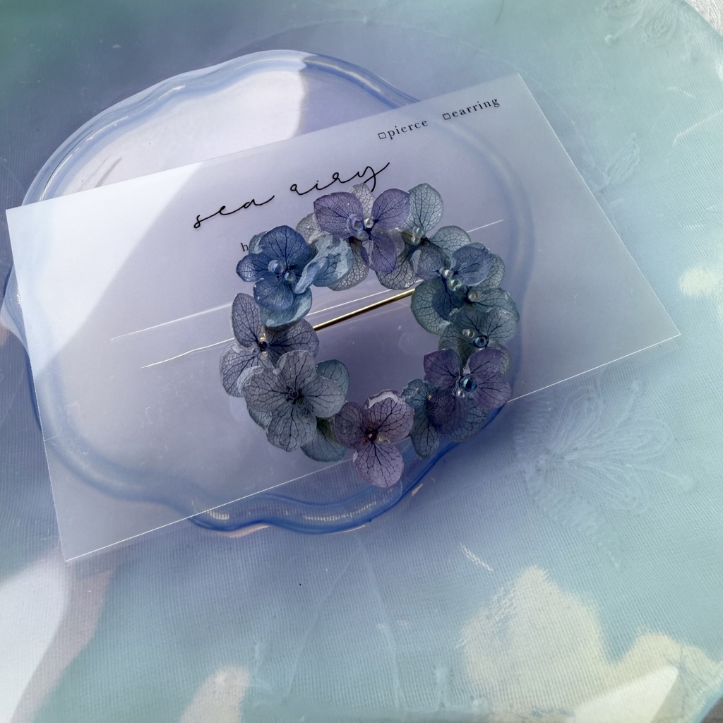 no.352 ブルーmixの紫陽花のブローチ 本物のお花 ブローチ あじさい ブルー パープル 帯留金具付き 帯留