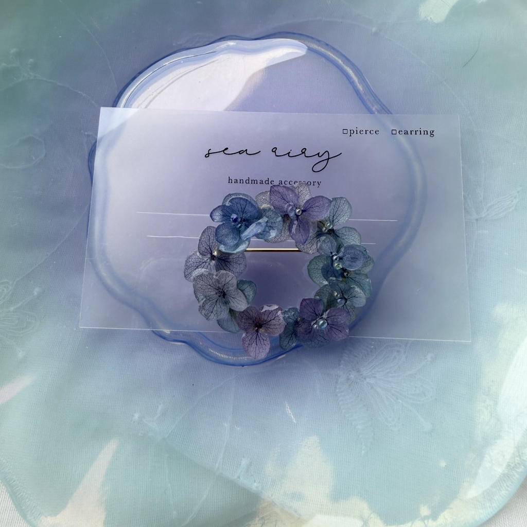 no.352 ブルーmixの紫陽花のブローチ 本物のお花 ブローチ あじさい ブルー パープル 帯留金具付き 帯留