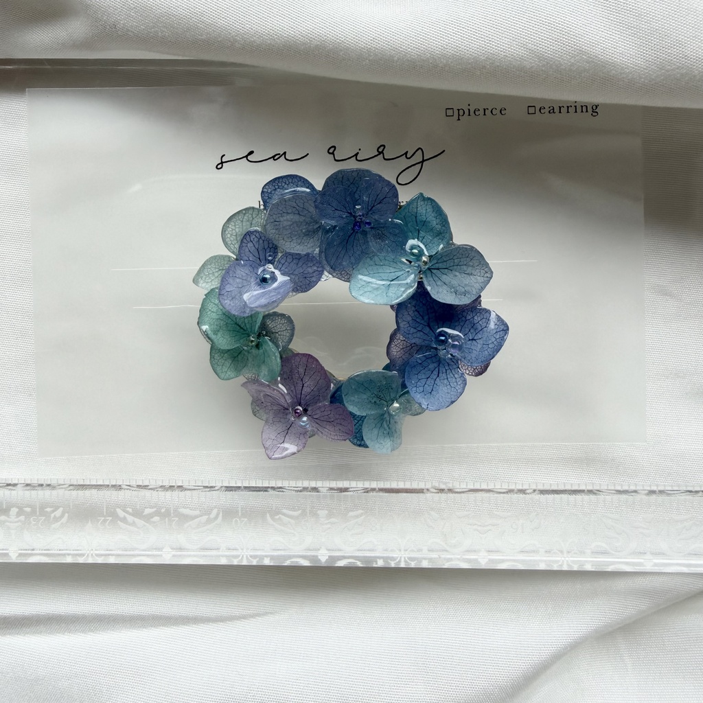 no.357 再販 ブルーmixの紫陽花ブローチ 本物のお花 紫陽花 帯留金具付き 帯留 着物 ハンドメイド