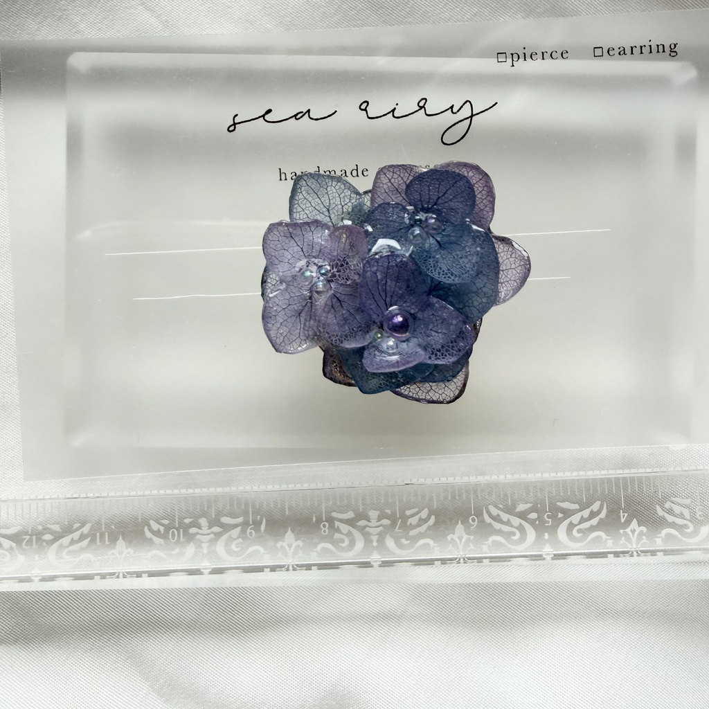 no.358 再販 マーメイドカラーの紫陽花の帯留 本物のお花 紫陽花 アジサイ 帯留 和装小物 着物