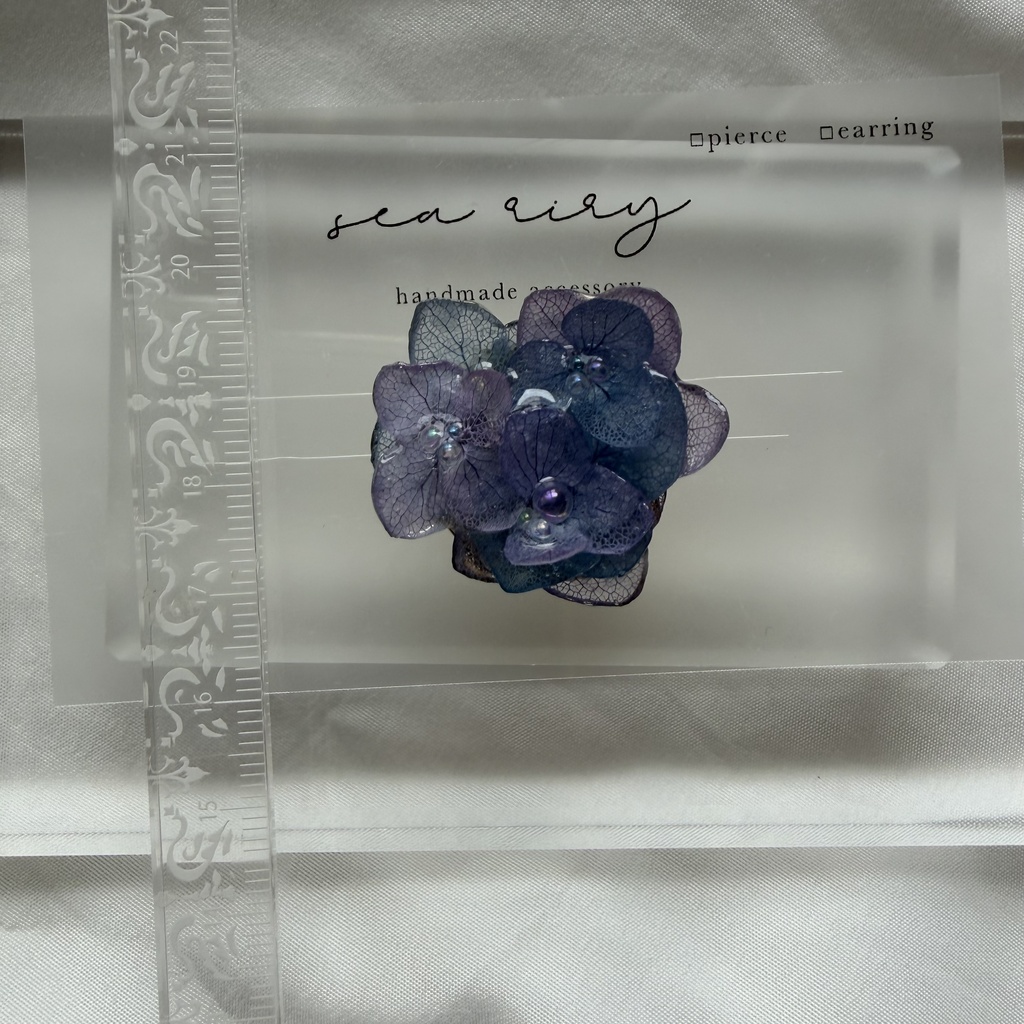 no.358 再販 マーメイドカラーの紫陽花の帯留 本物のお花 紫陽花 アジサイ 帯留 和装小物 着物