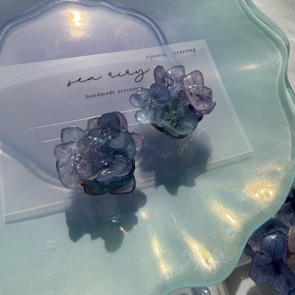 no.358 再販 マーメイドカラーの紫陽花の帯留 本物のお花 紫陽花 アジサイ 帯留 和装小物 着物