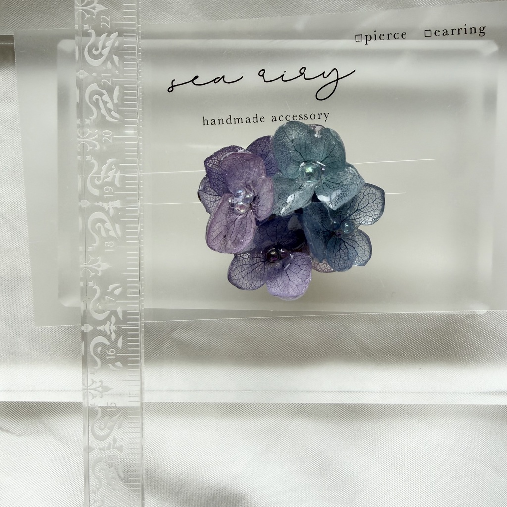 no.359 再販 マーメイドカラーの紫陽花の帯留 本物のお花 紫陽花 アジサイ 帯留 和装小物 着物