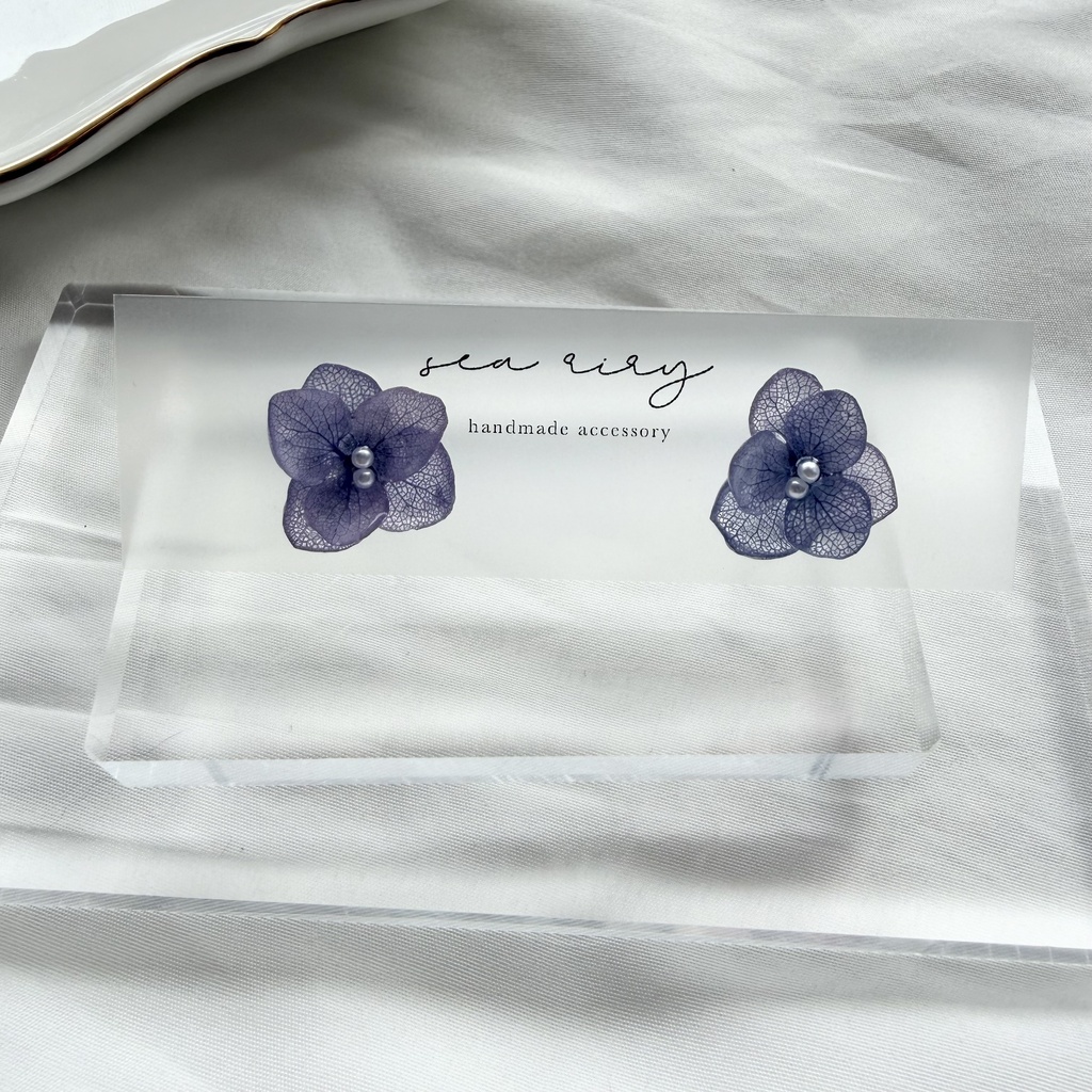 no.360  再販  パープルグラデの紫陽花ピアス  本物のお花  紫陽花  パープルグラデ サージカルステンレス  ピアス
